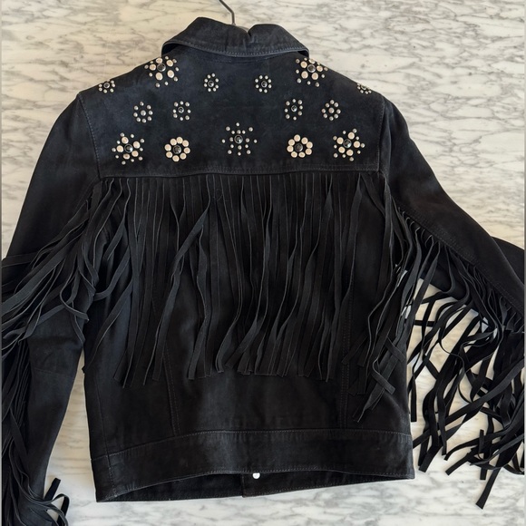ZADIG & VOLTAIRE BLACK FRINGE SUEDE JACKET - Picture 5 of 10